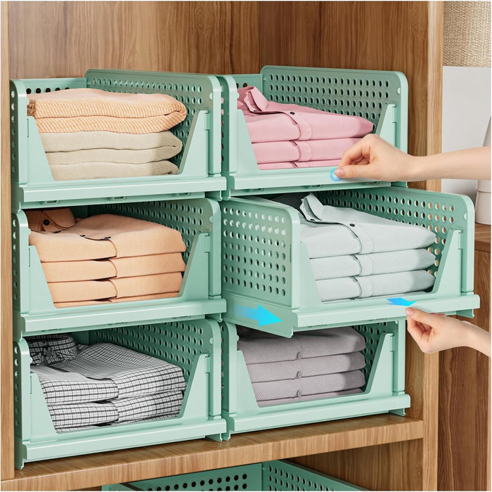 SNSLXH 5 Pack Stackable Closet Organizer Box, Space-Saving Clothes Storage