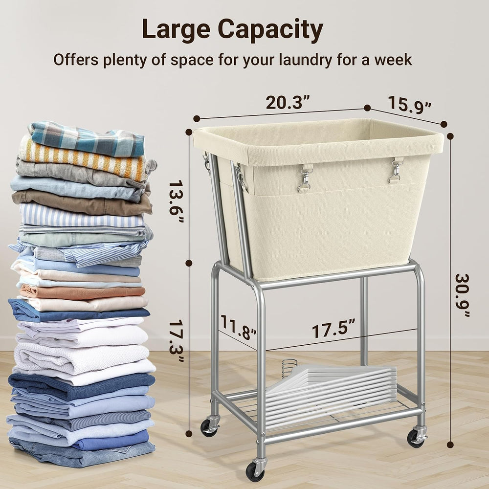 ELYKEN Rolling Laundry Hamper with Wheels, Removable Bag, Laundry Cart
