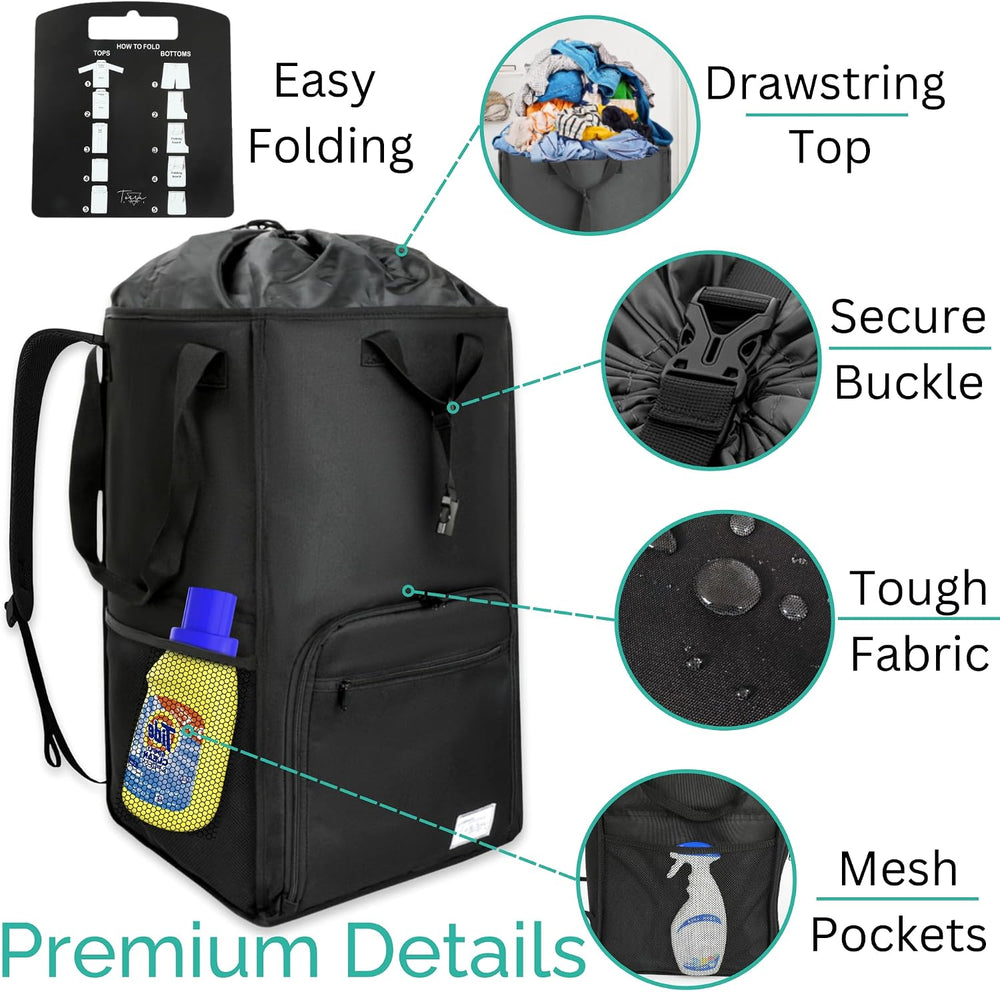 TERRA HOME College Essentials Travel Size Laundry Backpack - Portable, Durabl...