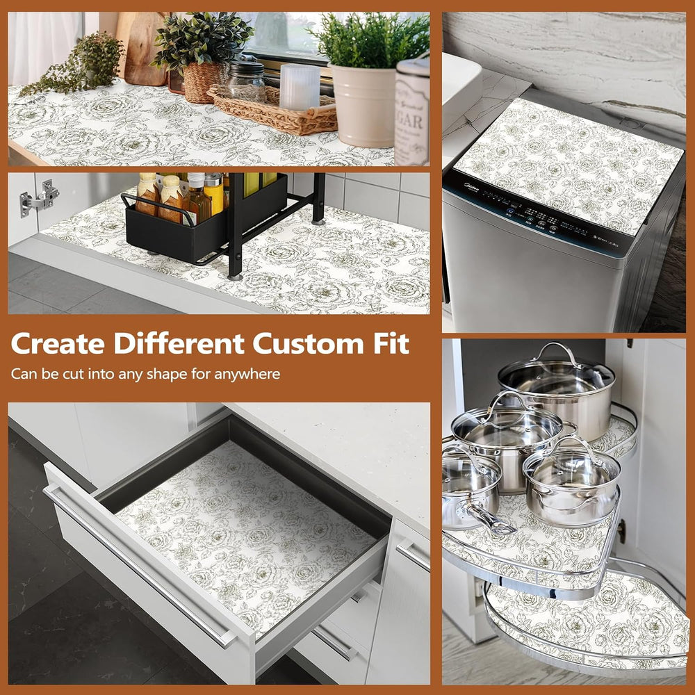 Shelf Drawer Liner for Kitchen Cabinets Non Adhesive, Slip Resistant Strong G...