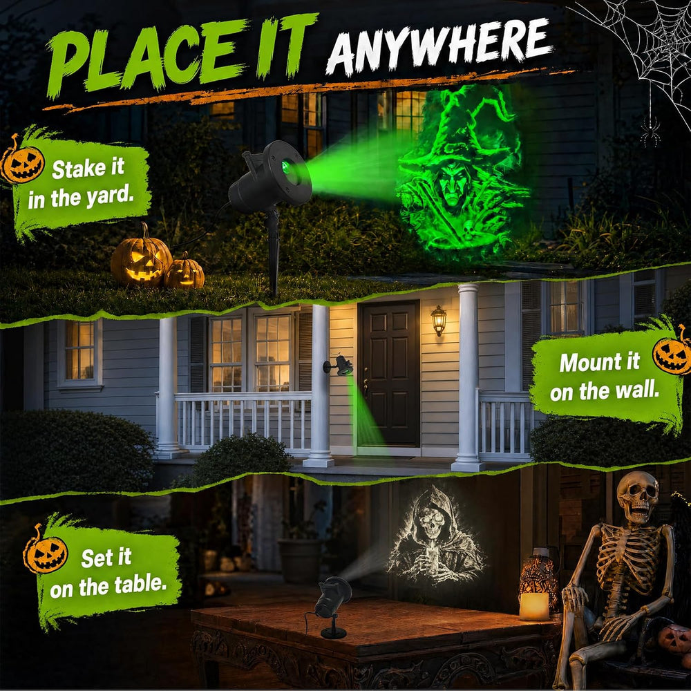 Halloween Projector Lights Outdoor, 10 Slides w/Remote & Timer