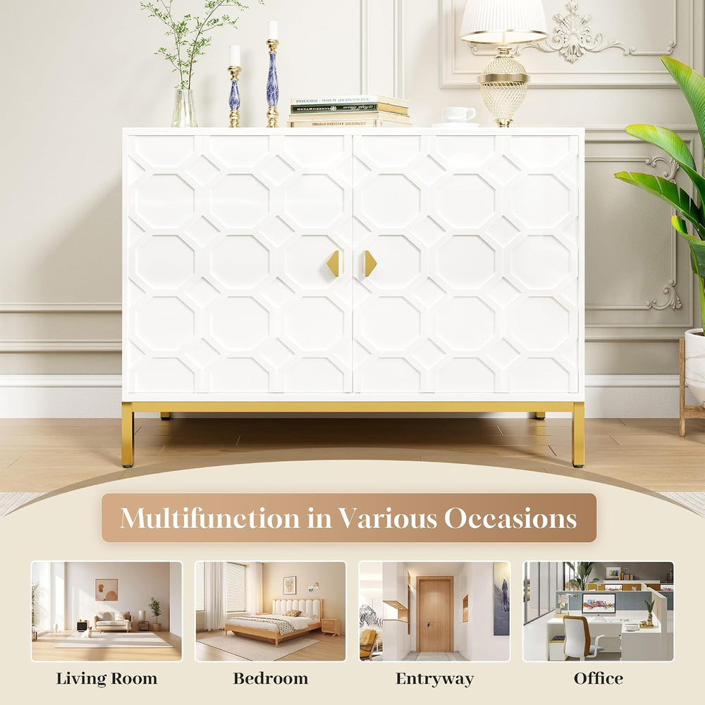 Boyel Living Sideboard Cabinet, Freestanding Storage Cabinet 2-Door Accent Ca...