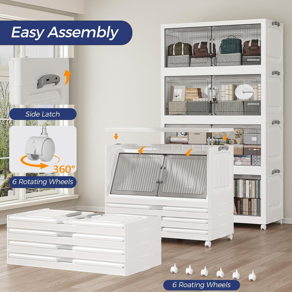 200Gal Extra Large Foldable Storage Organizer with Lid, 800QT Stackable Plast...