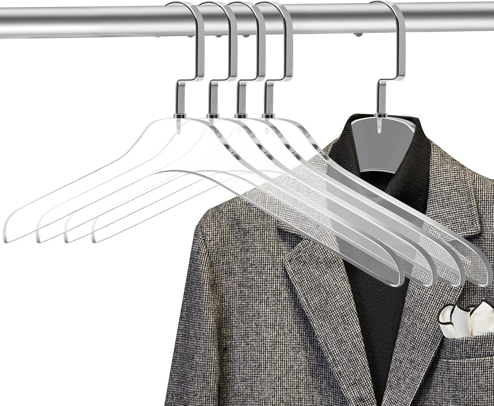 Quality Clear Acrylic Lucite Coat Suit Hangers, Stylish Clothes Hanger with S...