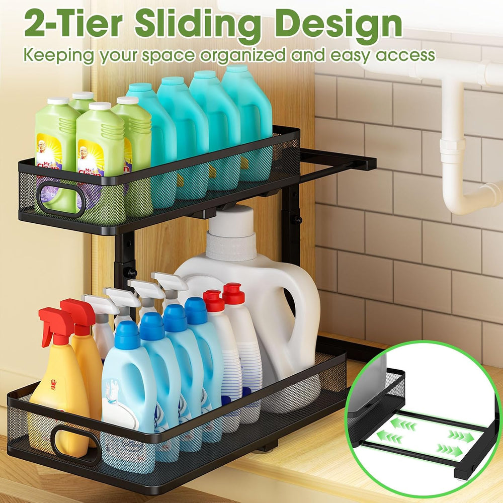Under Sink Cabinet Organizer 2-Pack for Kitchen&Bathroom