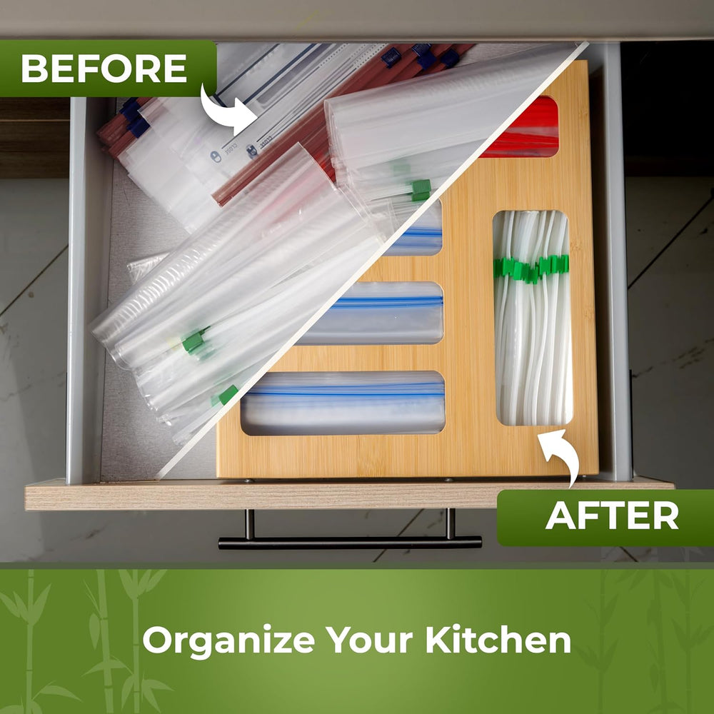 Kitchen Drawer Organizer, 9" 1 Sandwich Storage Bag Organizer & Foil...