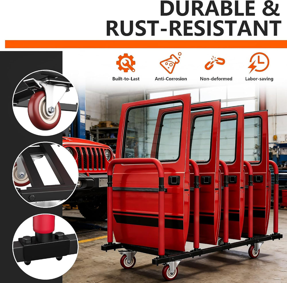 YOHKOH Jeep Door Storage Rack, Movable Stand with Lockable 4" Casters