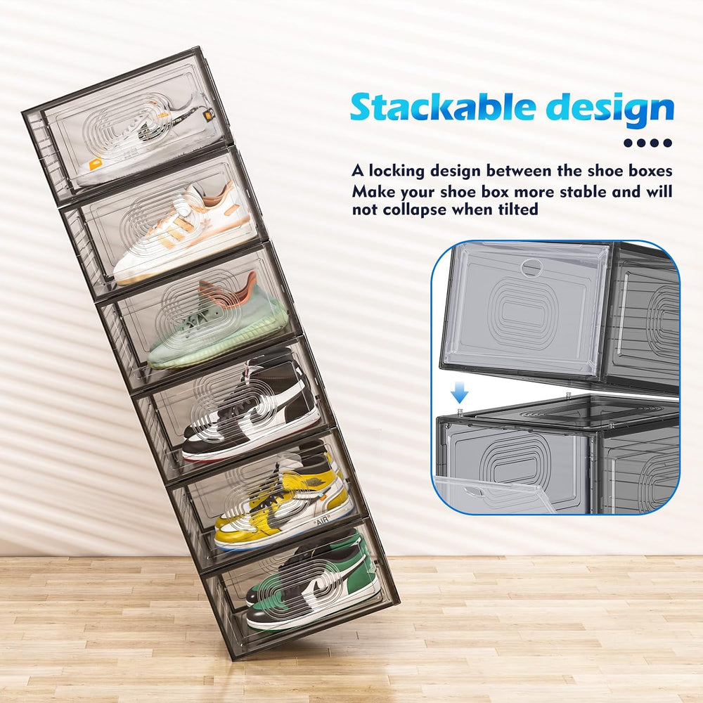 YFXCVSL 10 Pack Shoe Organizer, Upgrade Sturdy Shoe Boxes Stackable Shoe Stor...