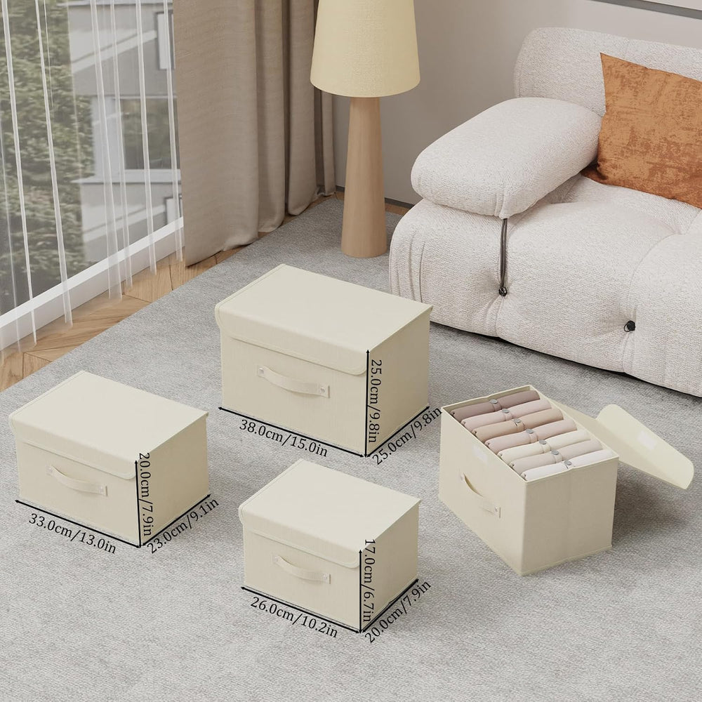 Cloth Storage Baskets with Handles,Beige 10.2x7.9x6.7in,5 Pack