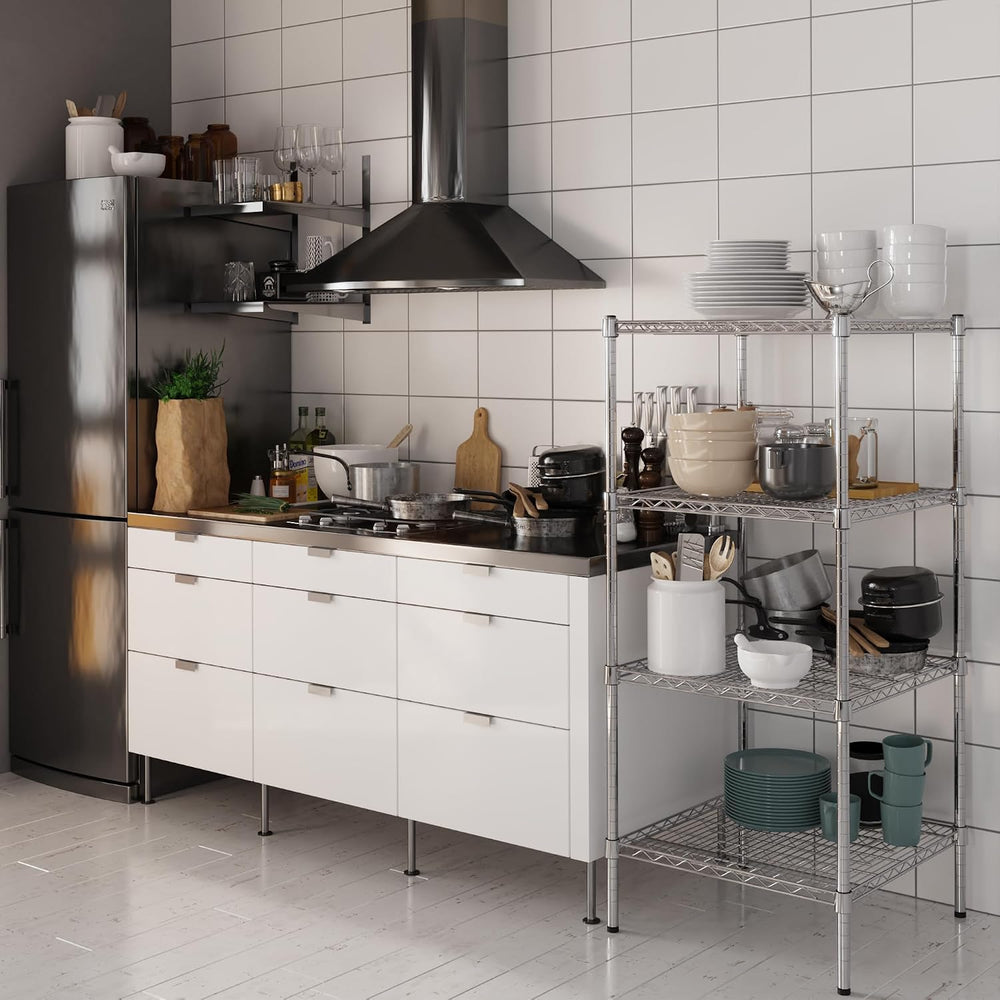 24" Deep x 24" Wide x 54" High 4 Tier Chrome Wire Shelving Kit...