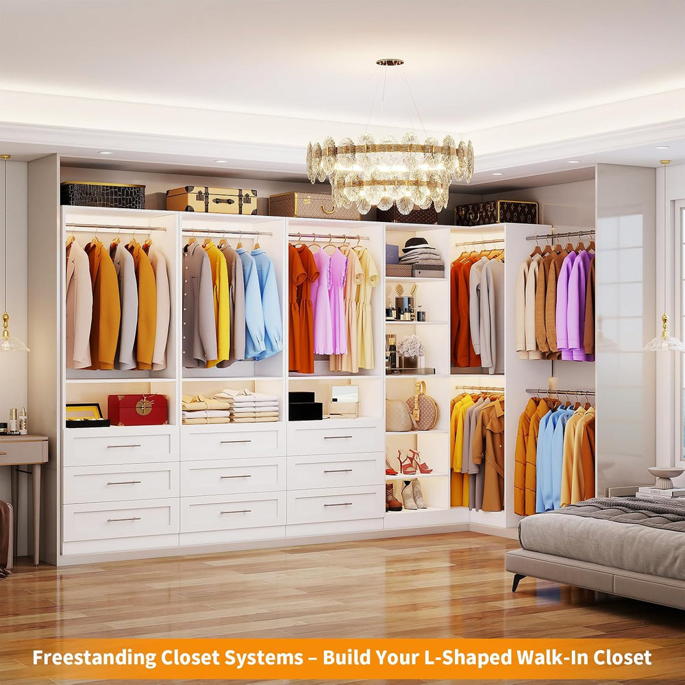 Closet System with 9 Drawers, Corner Closet Organizer Systems with 9 Shelves ...