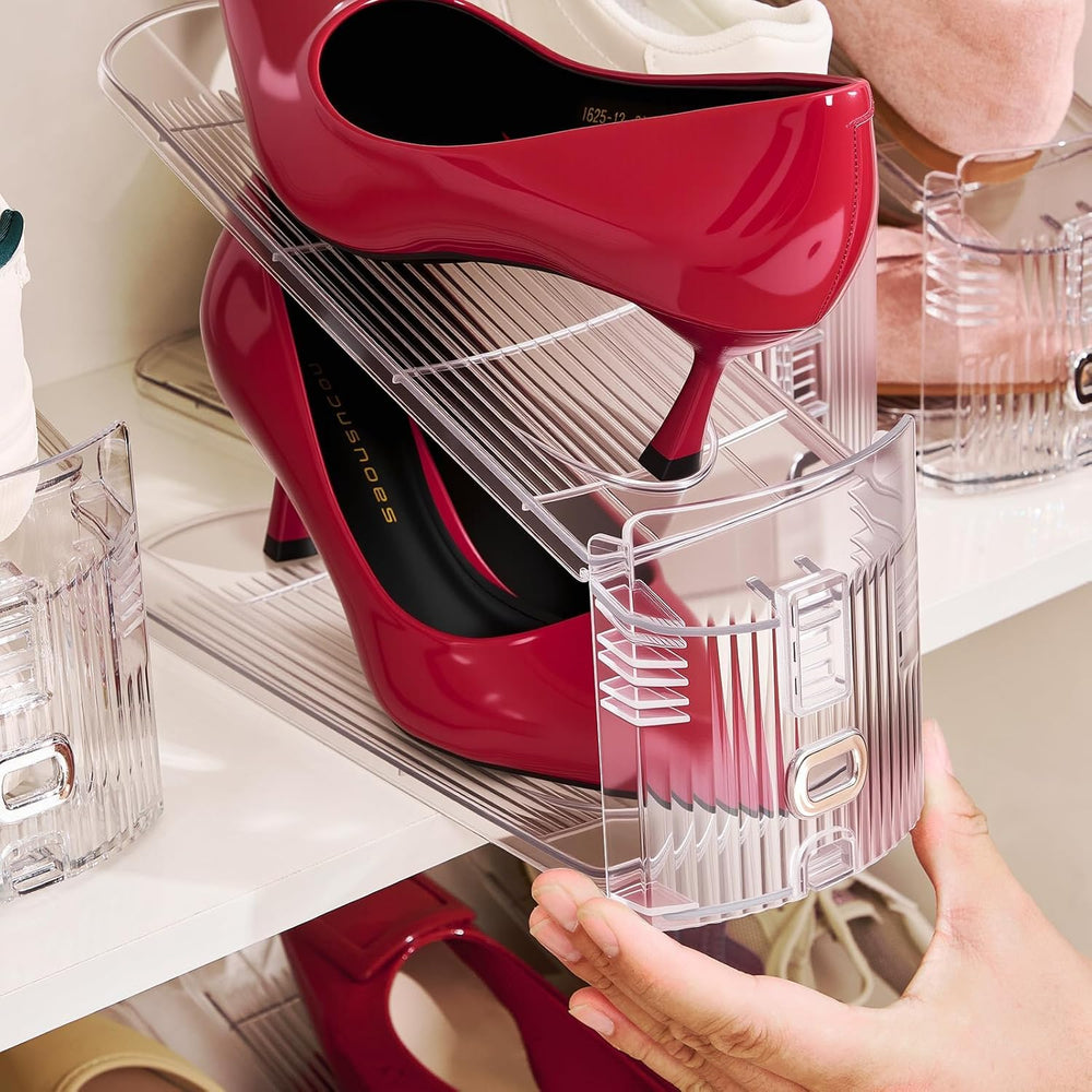 Adjustable Shoe Slots Organizer,36PACK Transparent Shoe Stackers Shoe Rack Ho...