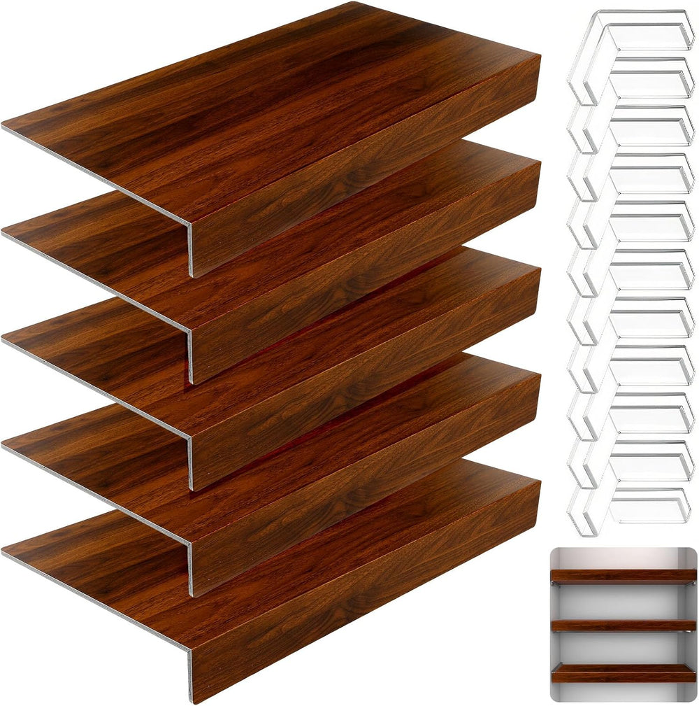 GCCSJ 5Pcs Wire Shelf Cover,30x16 Shelf Covers for Wire Shelving,Walnut