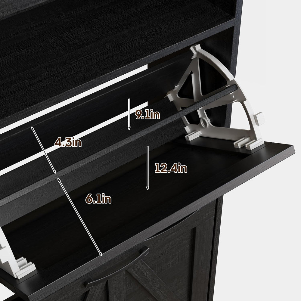 Halitaa Shoe Cabinet with 4 Flip Drawers,Farmhouse Shoe Storage Cabinet for E...