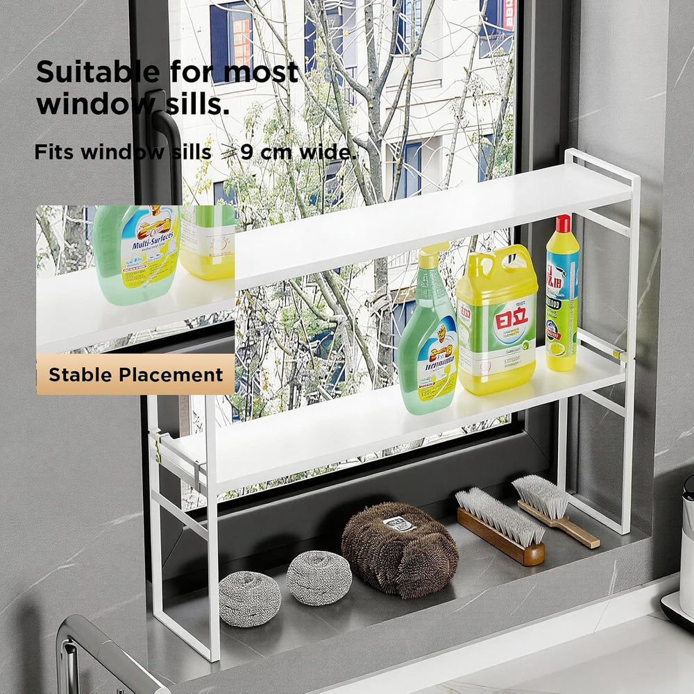 2 Tier Expandable Stackable Narrow Shelf Organizer, White