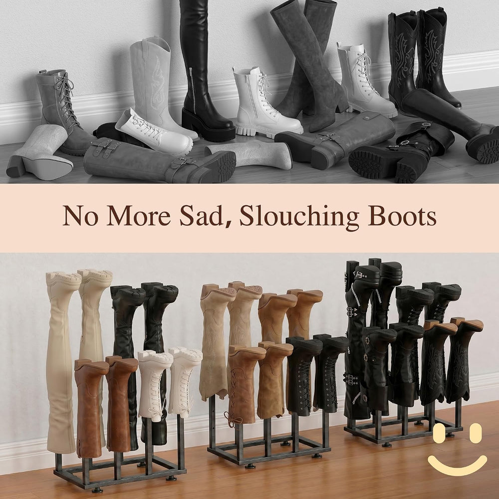 Boot Storage Organizer,Metal Free Standing Boot Rack,12 Pairs,Black