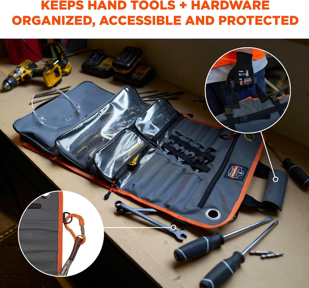 Ergodyne Arsenal 5874 Roll Up Tool Bag with Clear Zippered Pockets, Tool Orga...