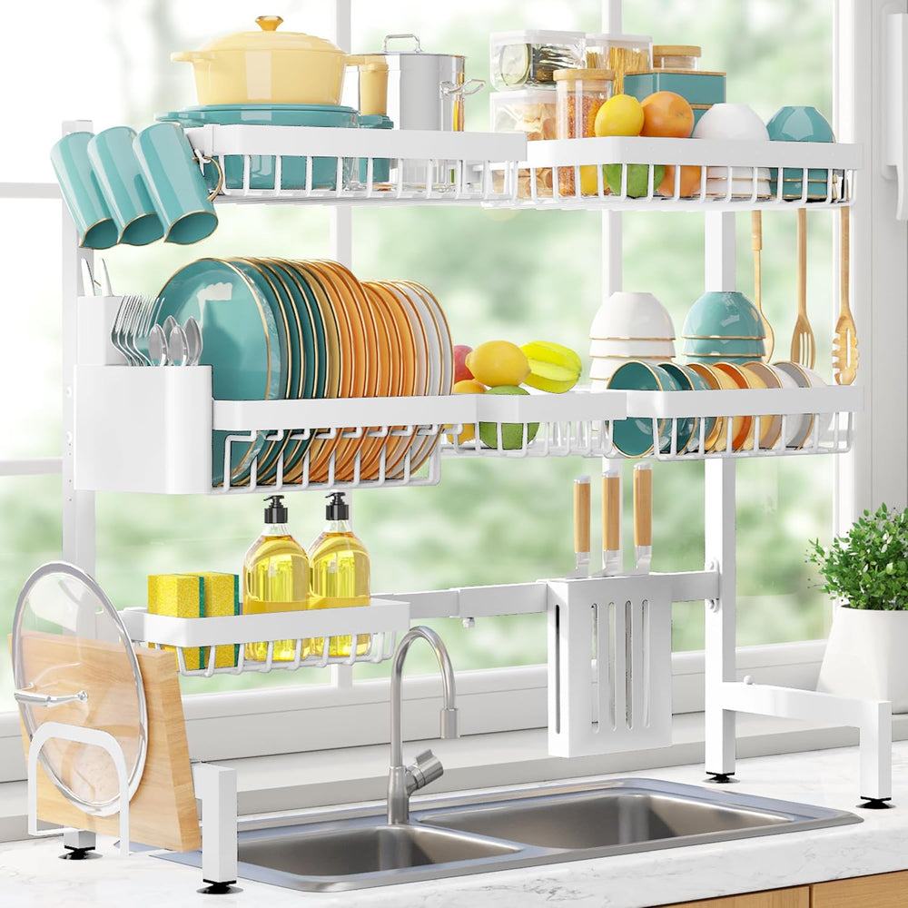 Sakugi Over The Sink Dish Drying Rack - Adjustable 3 Tier XX-Large Capacity S...