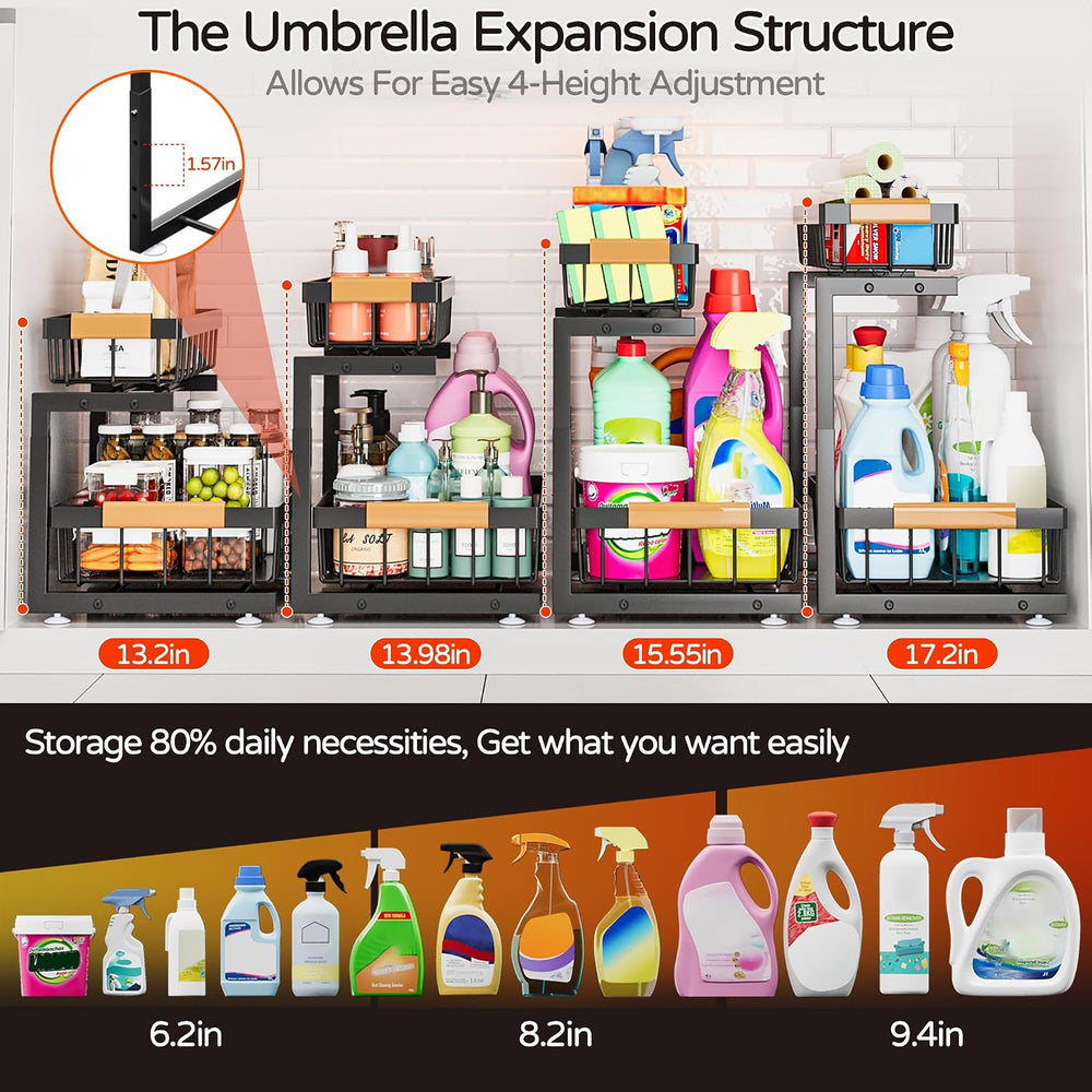 ADBIU Under Sink Organizer, 2 Pack 2 Tier Expandable Height (13.2" - 17....
