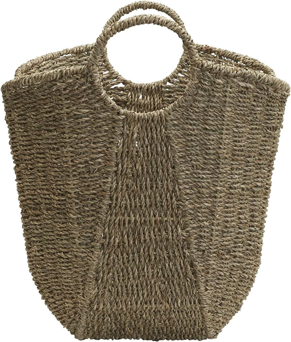 Household Essentials Seagrass Woven Storage Basket with Handles, Natural