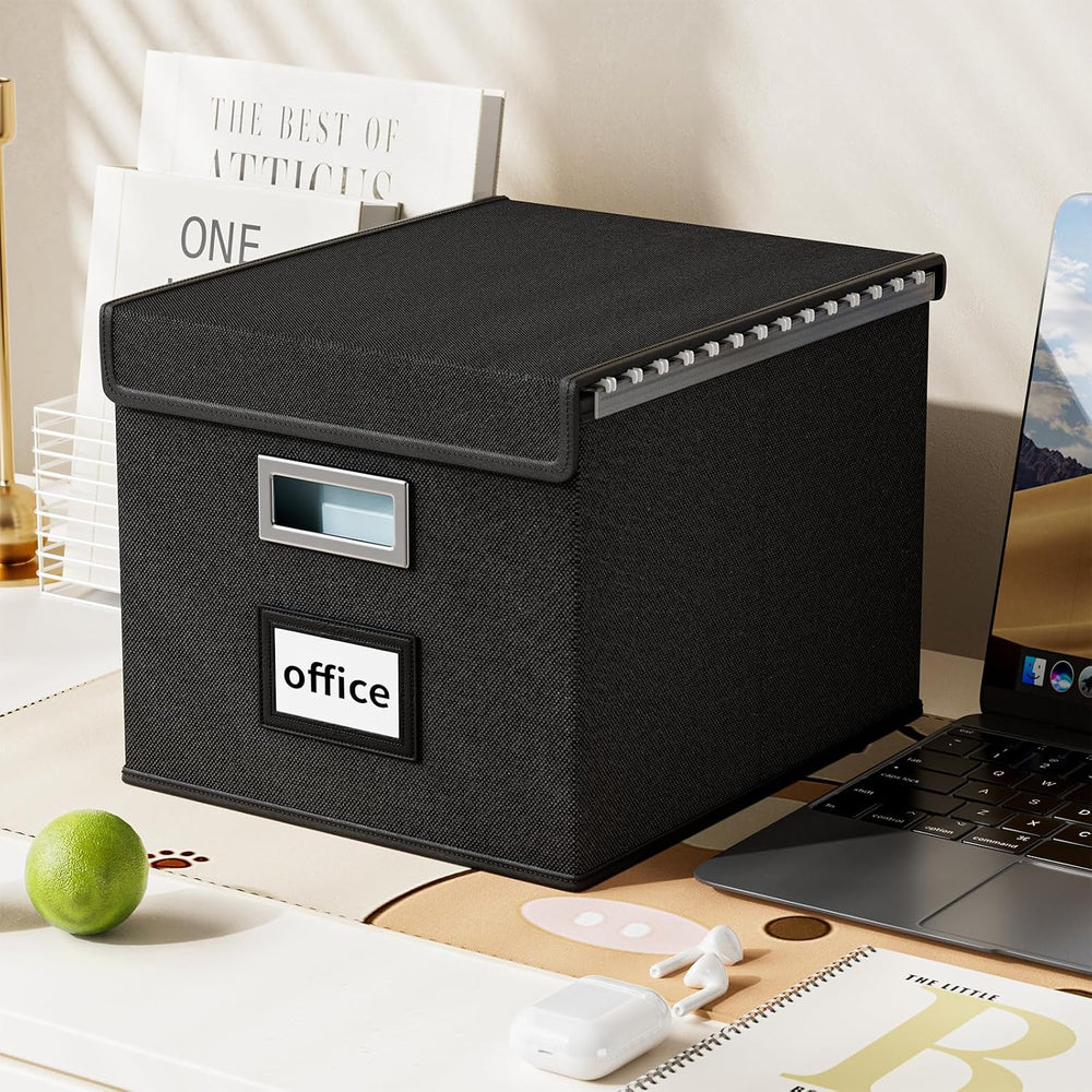 File Organizer Box with Lids, Collapsible File Folder Organizer