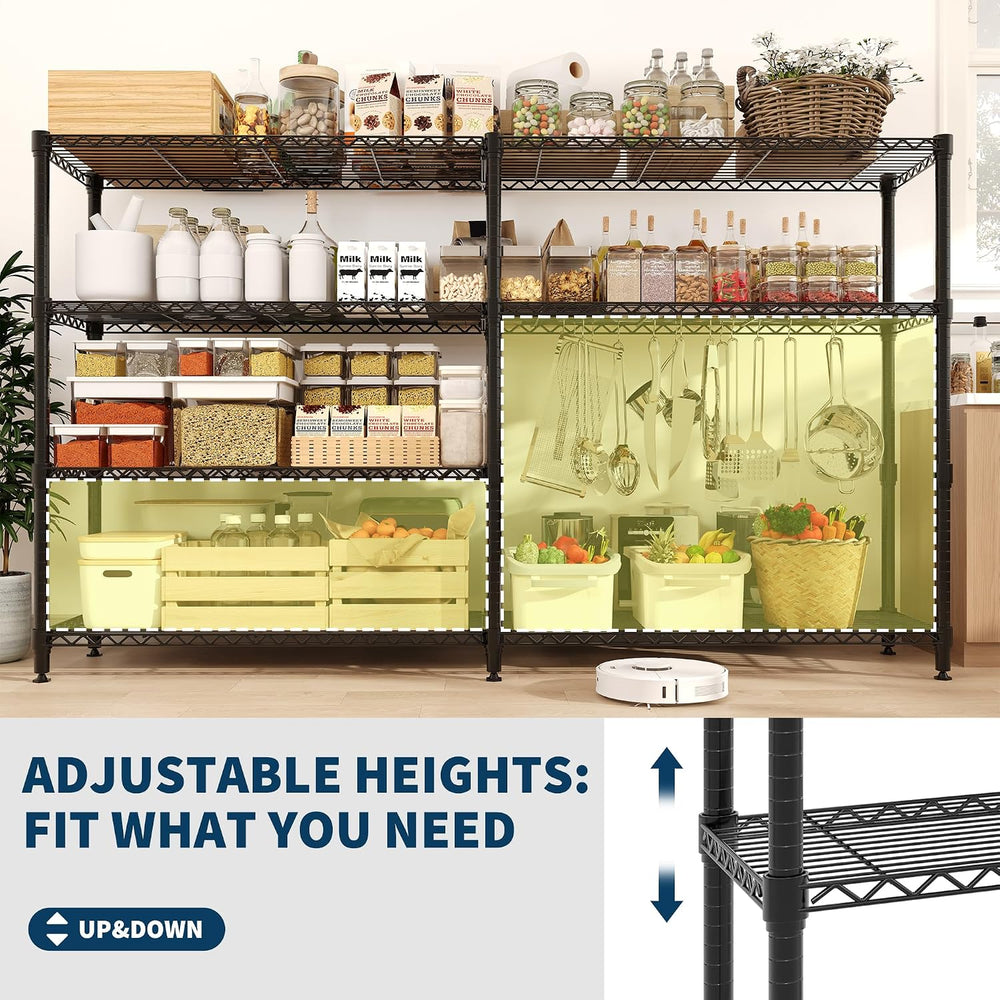 Garvee Metal Storage Shelves 4-Tier, Wire Shelving Rack 59"Wx13.8"D...