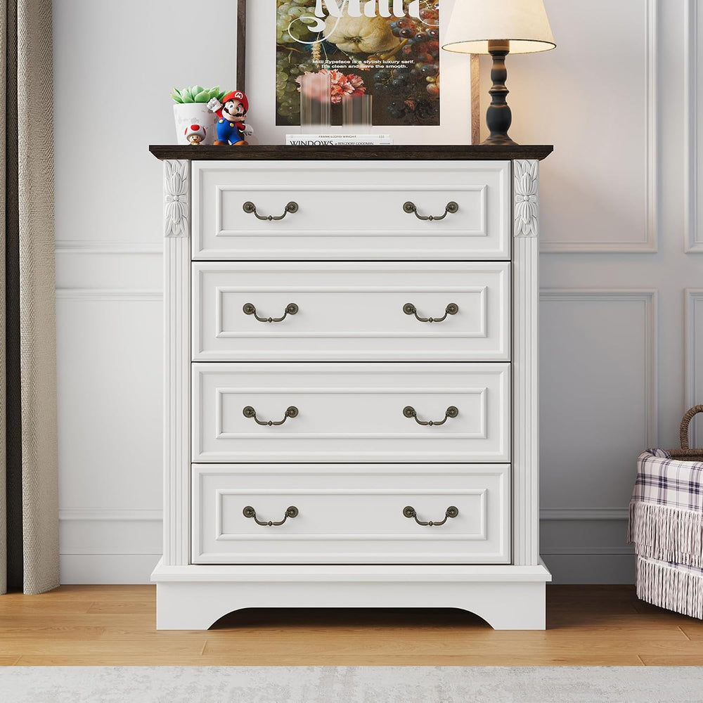 BOSHIRO Farmhouse 4 Drawer Dressers for Bedroom