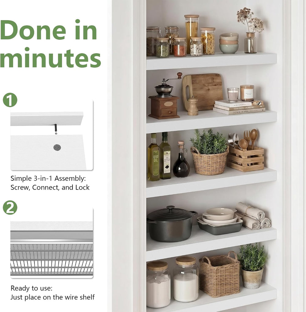 Wire Shelf Covers for Pantry, Premium Engineered Wood Shelf Covers for Wire S...
