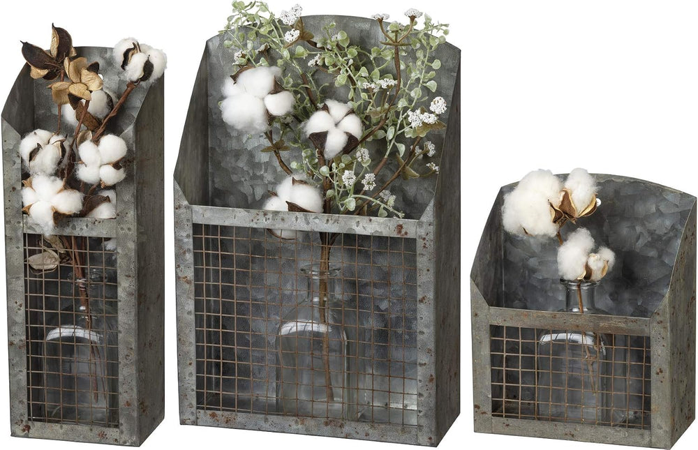 Primitives by Kathy Rustic Farmhouse Wire Bins - Handmade Galvanized Metal fo...