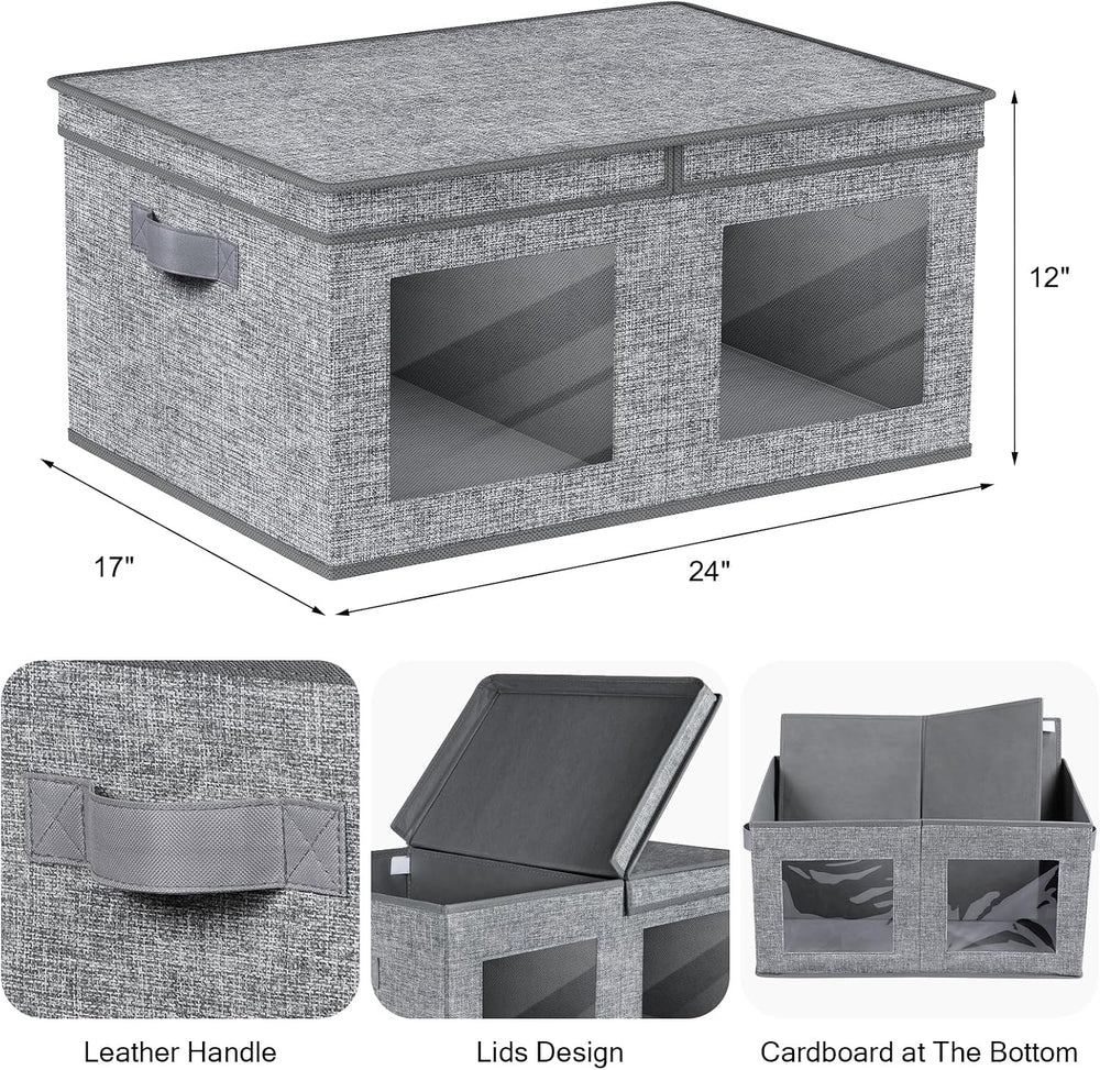 Univivi Large Fabric Storage Bins with Lids for Clothes 2 Pack, Grey
