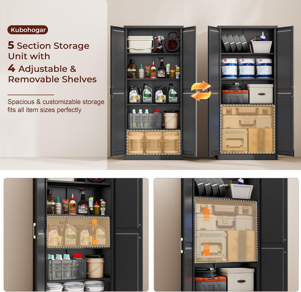 71" Tall Metal Kitchen Pantry Cabinet, Storage Cabinet with Doors