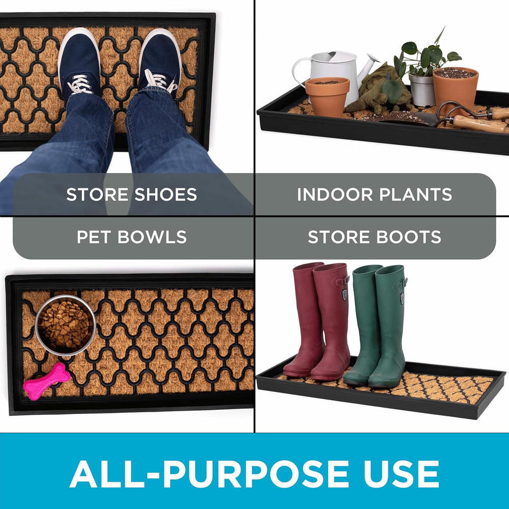 Rubber Boot & Shoe Tray | Coir Insert | 34" x 14" | Waterproof ...