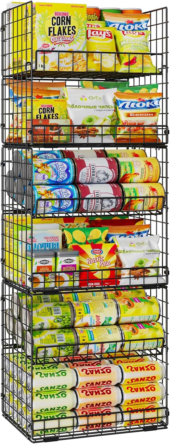 JKsmart 6-Tier XXL Stackable Wire Basket, Snack Organizer for Countertop
