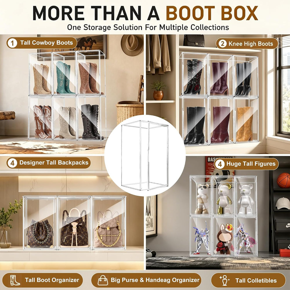 Boot Organizer for Extra Tall Boots, 23.6'' Stackable Acrylic Display...