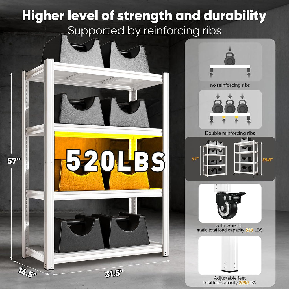 REIBII Adjustable Rolling Storage Shelve for Kitchen Pantry Closet Boutique
