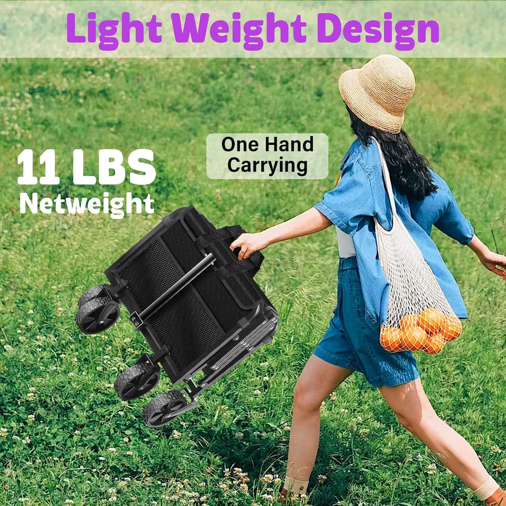 Wagons Carts Foldable, 280 lbs Collapsible Wagon with Wheels for Camping