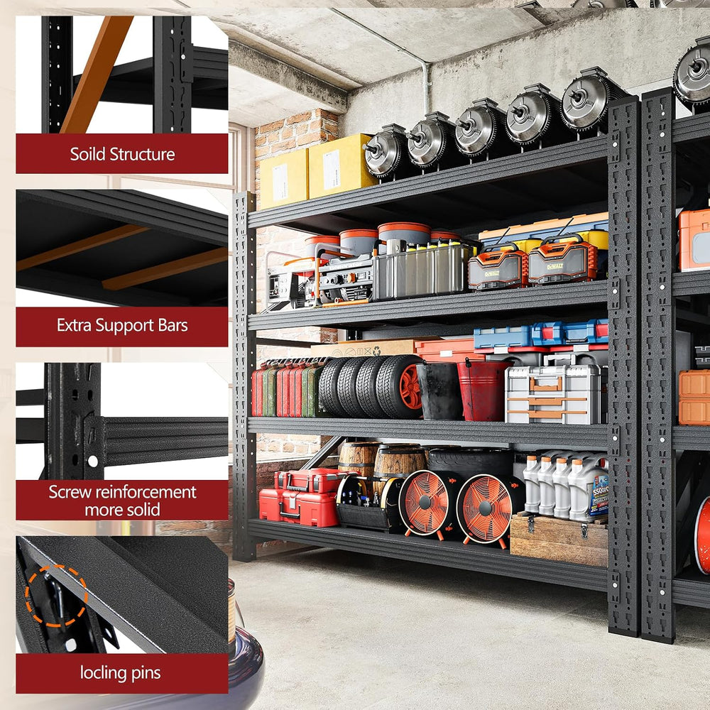 RAVIGIN 3000LBS Storage Shelves, 48" W Garage Shelving Heavy Duty Metal ...