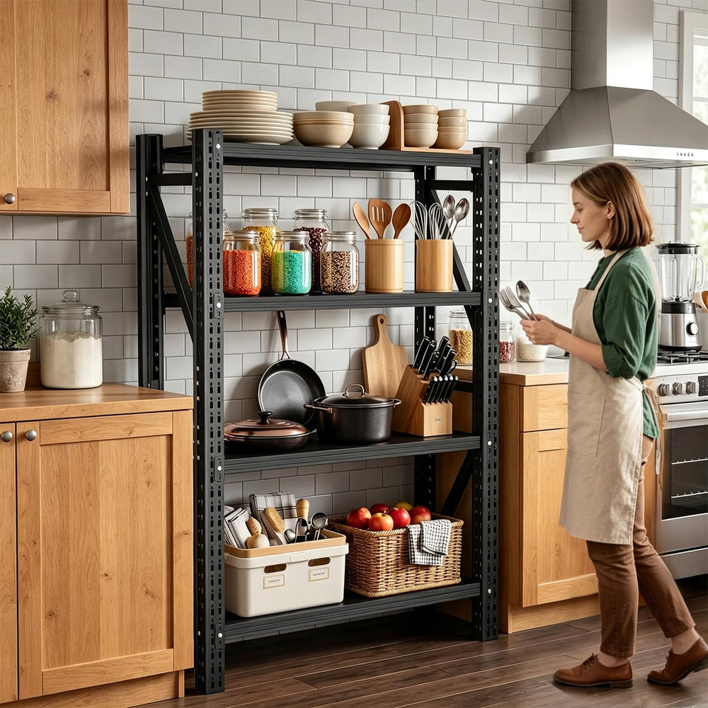 31.5''W Heavy Duty Storage Shelves, 2500LBS Metal Garage Shelving Uni...