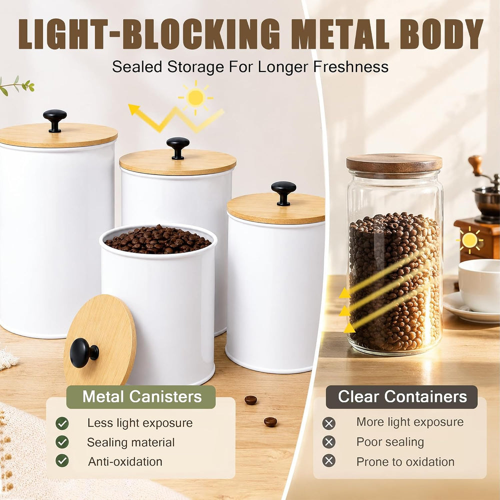 Canisters Sets for Kitchen Countertop 4 PCS Airtight Metal Containers