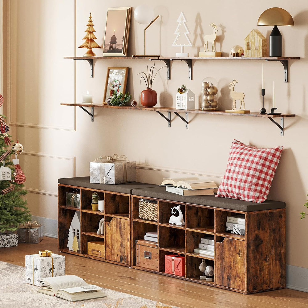 DINZI LVJ Long Wall Shelves, 47.3Inch Wooden Floating Shelves with Brackets