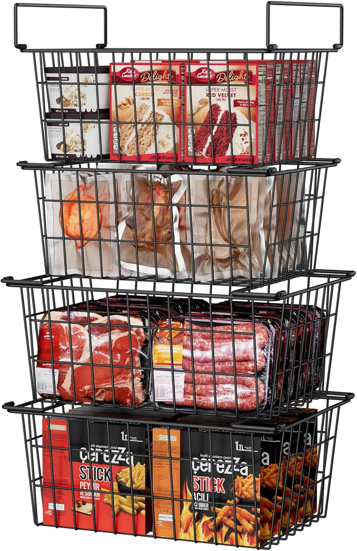Orgneas Freezer Organizer Bins Baskets for Chest Deep Freezer 4Pcs