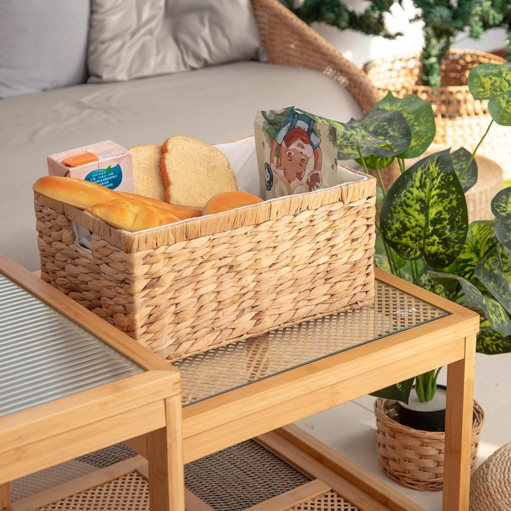 Water Hyacinth Storage Basket for Organizing,Large Wicker Basket Rectangular ...
