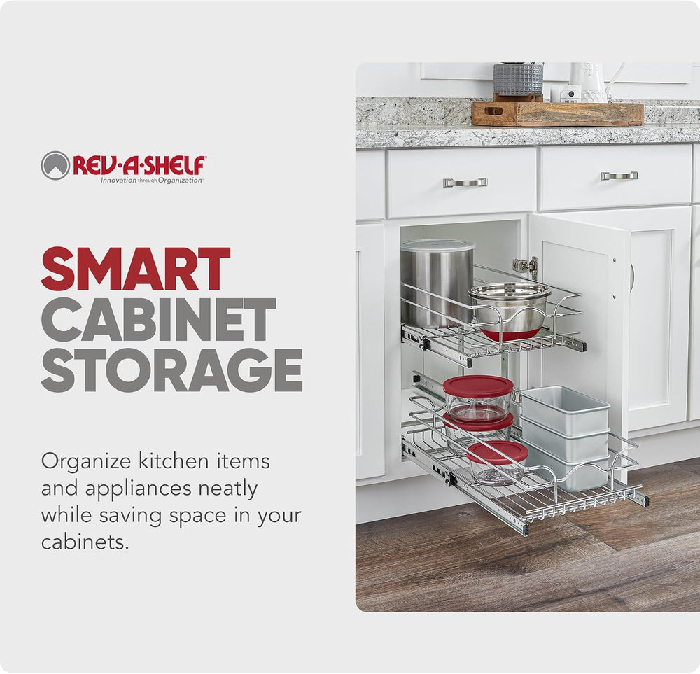 Rev-A-Shelf 2-Tier Pullout Organizer for Kitchen Cabinets, 9" x 22"