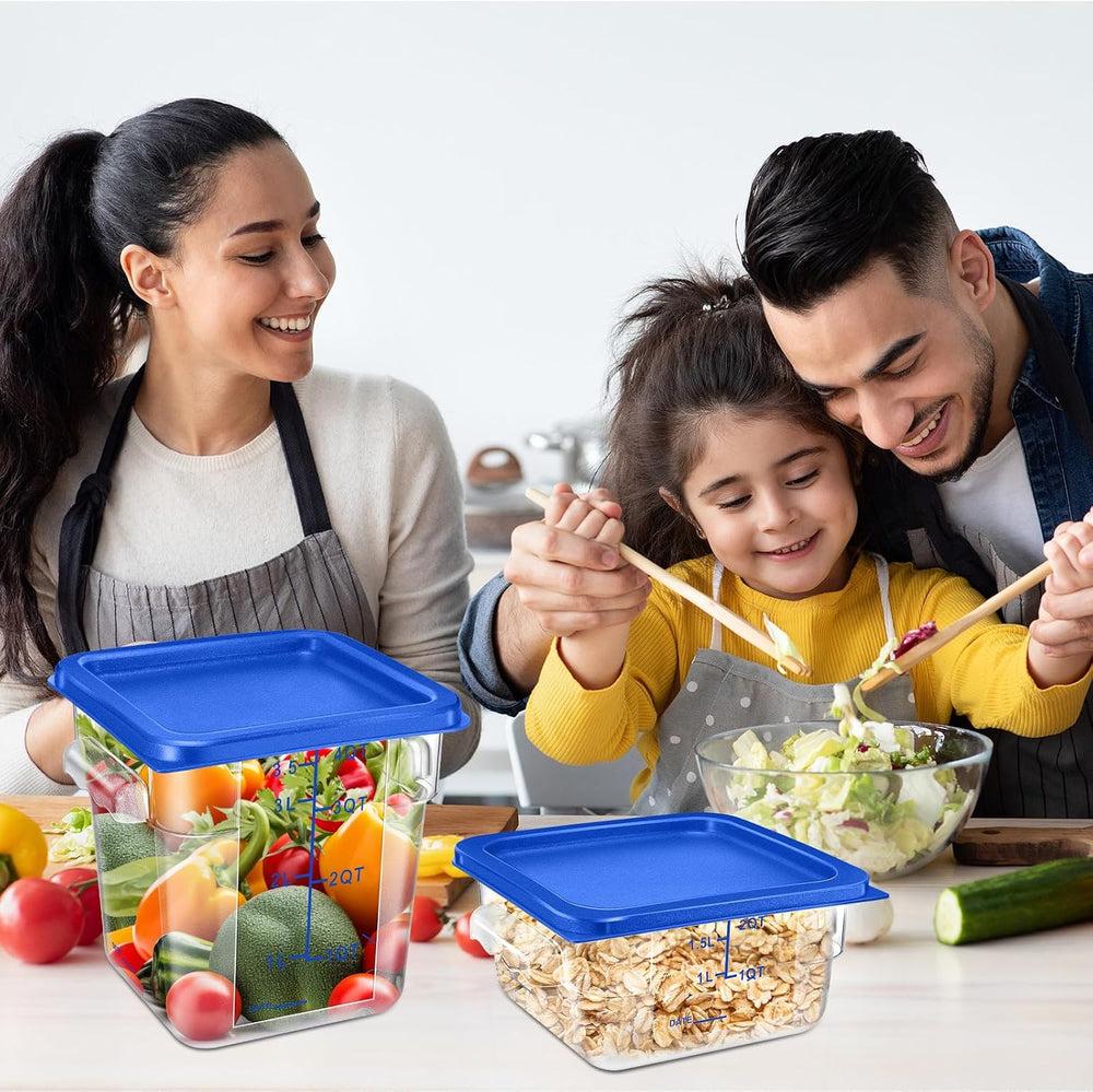 Suclain 8 Pcs Food Storage Container with Lids Set 2qt and 4qt Square Clear C...