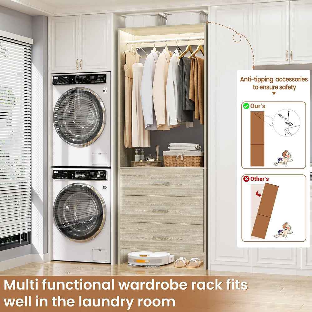 Aheaplus 1.8FT Closet System with Drawers, 21.5’’ Closet Organizer