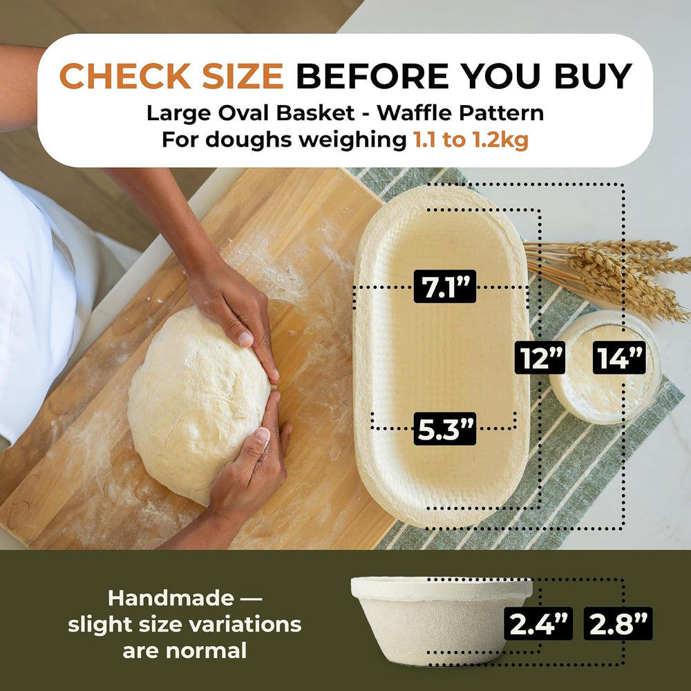 Bulka Sourdough Banneton Bread Proofing Basket Large 12" Oval Waffle 1kg