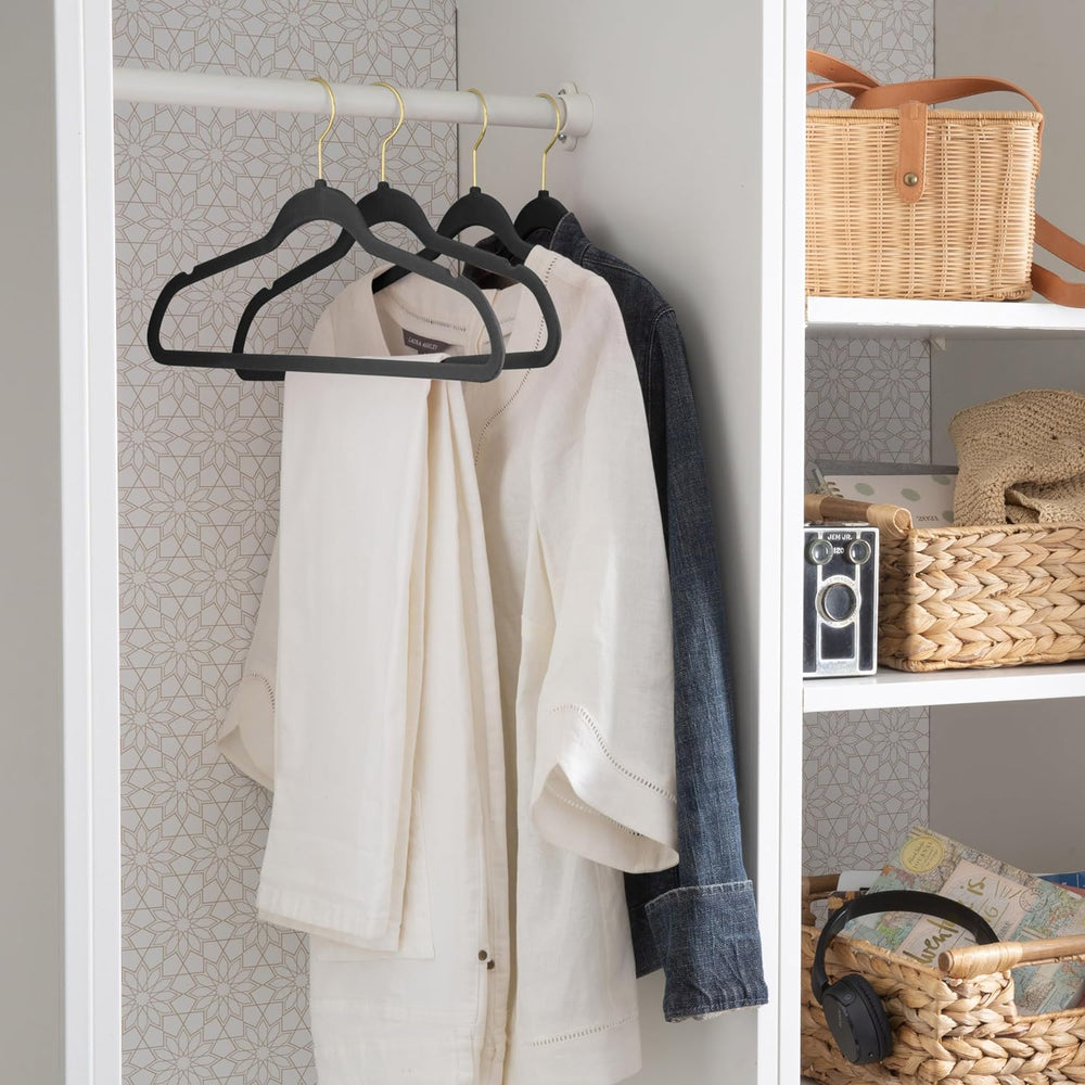 Simplify Slim Velvet Gold Hook Clothes Hangers 75 Pack | Non-Slip | Shirts | ...