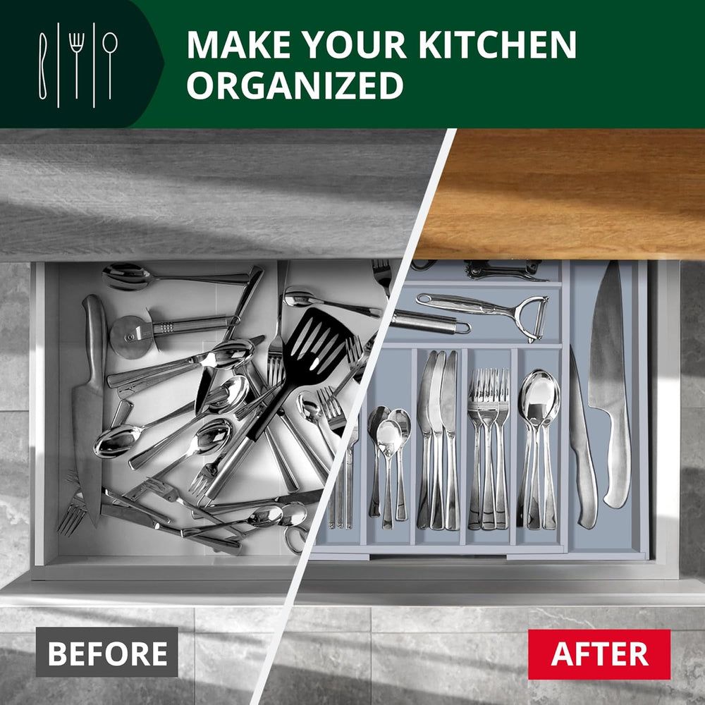 ROYAL CRAFT WOOD Luxury Bamboo Kitchen Drawer Organizer - Silverware Organize...