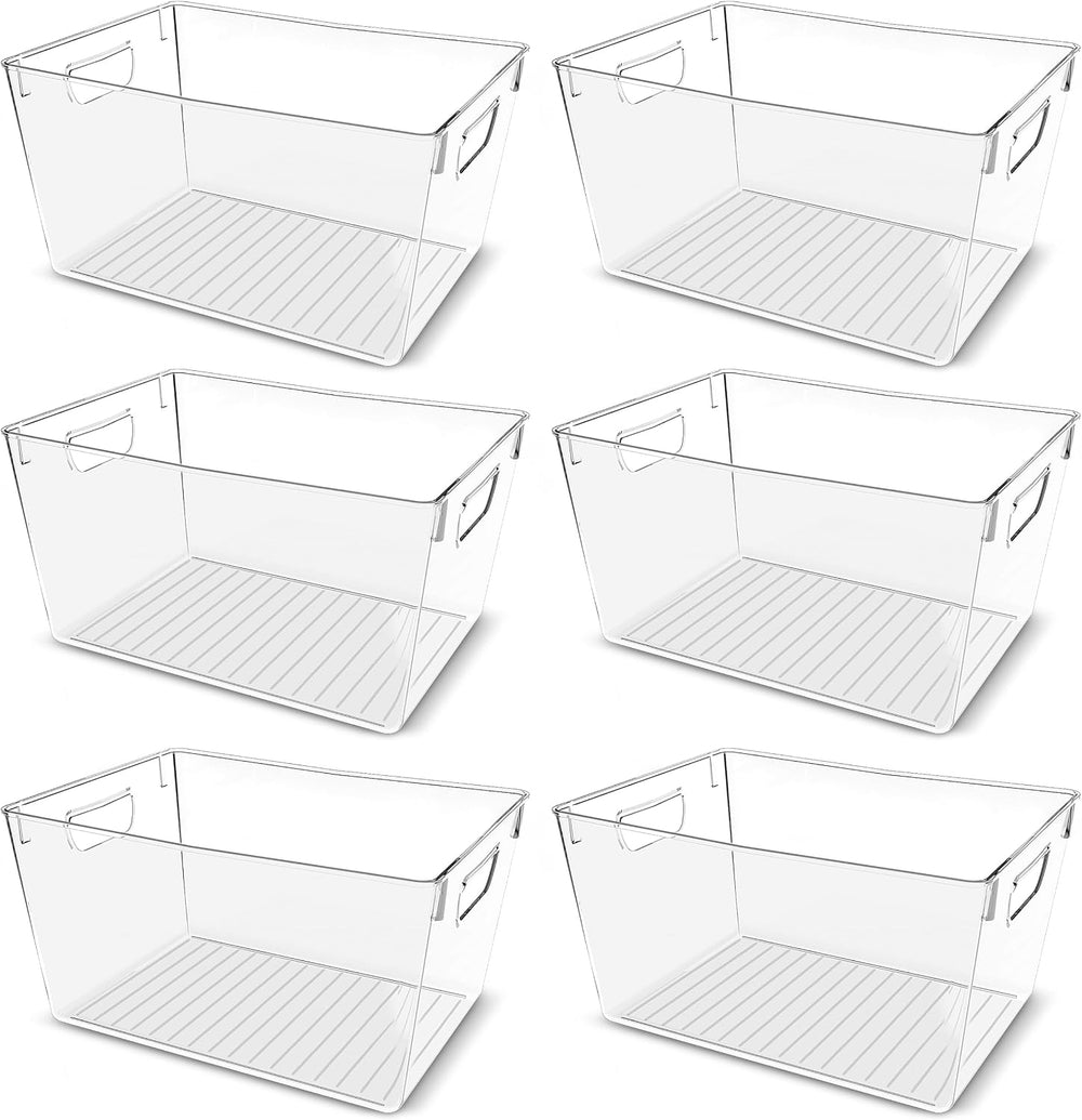 Utopia Kitchen Pantry Organizers and Storage Bins, 6 Pack, Large, Clear