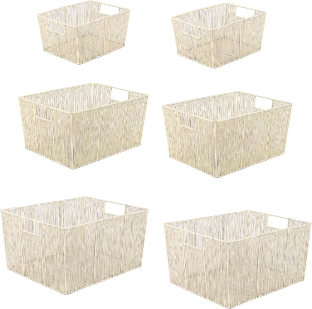 happimess Sutton 6-Piece Nesting Mild Steel Storage Baskets 16", Almond